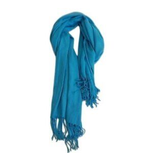 Pashmina Original Blue Cashmere & Silk Blend Scarf With Fringes  All Seasons
